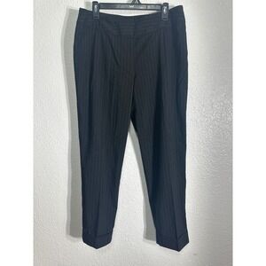 White House Black Market Womens Black Pinstripe Pants Size 10 Career Office